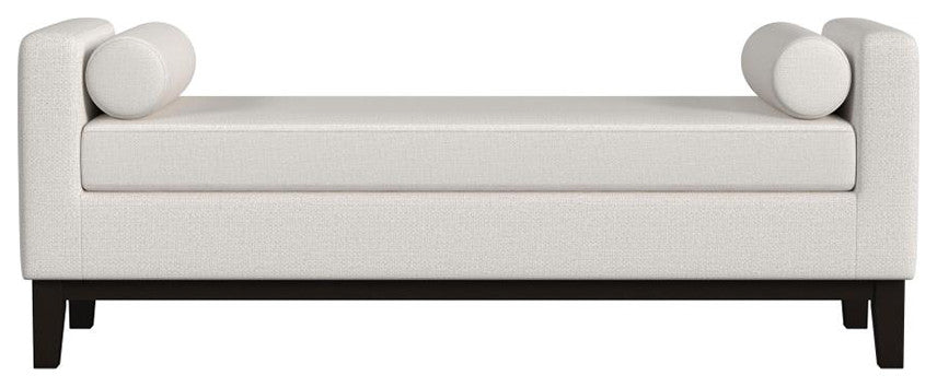 Upholstered Accent Bench With Raised Arms, Vanilla