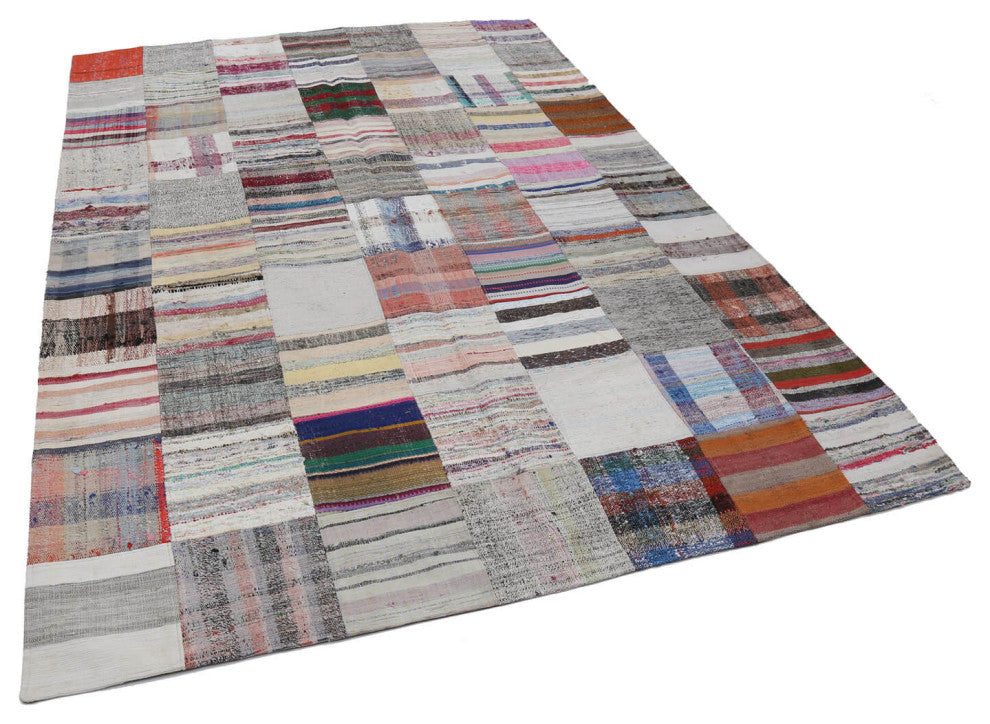 Rug N Carpet - Handmade Turkish 6' 11'' x 9' 10'' Rustic Patchwork Kilim Rug