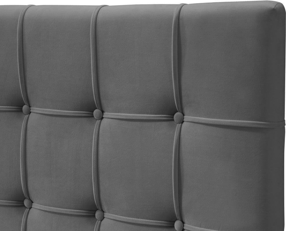 Elly Velvet Upholstered Bed, Gray, Queen