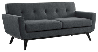 Engage Herringbone Fabric Loveseat, Charcoal