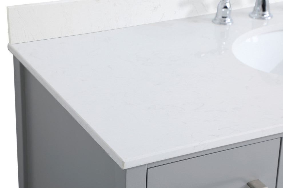 Iris 48" Single Bathroom Vanity, Gray With Backsplash