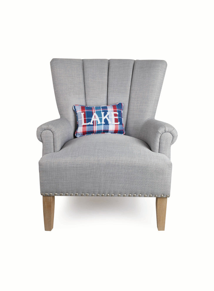 Picnic Plaid Lake Embroidered Pillow