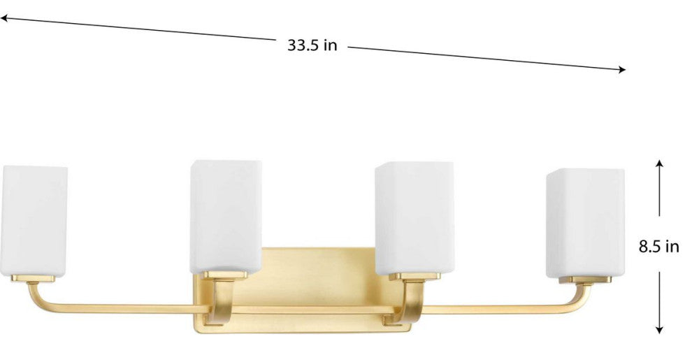 Cowan Collection 33-1/2" 4-Light Vintage Brass Etched Glass Bath Vanity Light