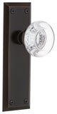New York Plate Privacy Round Clear Crystal Glass Knob, Timeless Bronze