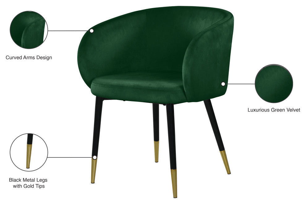 Louise Velvet Dining Chair, Green