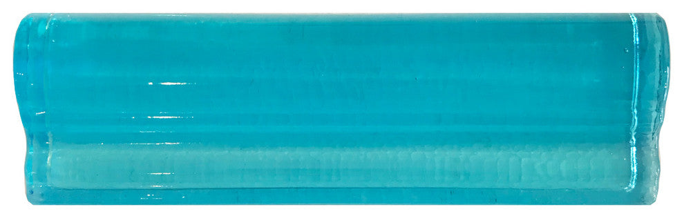 2x6 Chair Border Hand Poured Glass Tile, Aqua