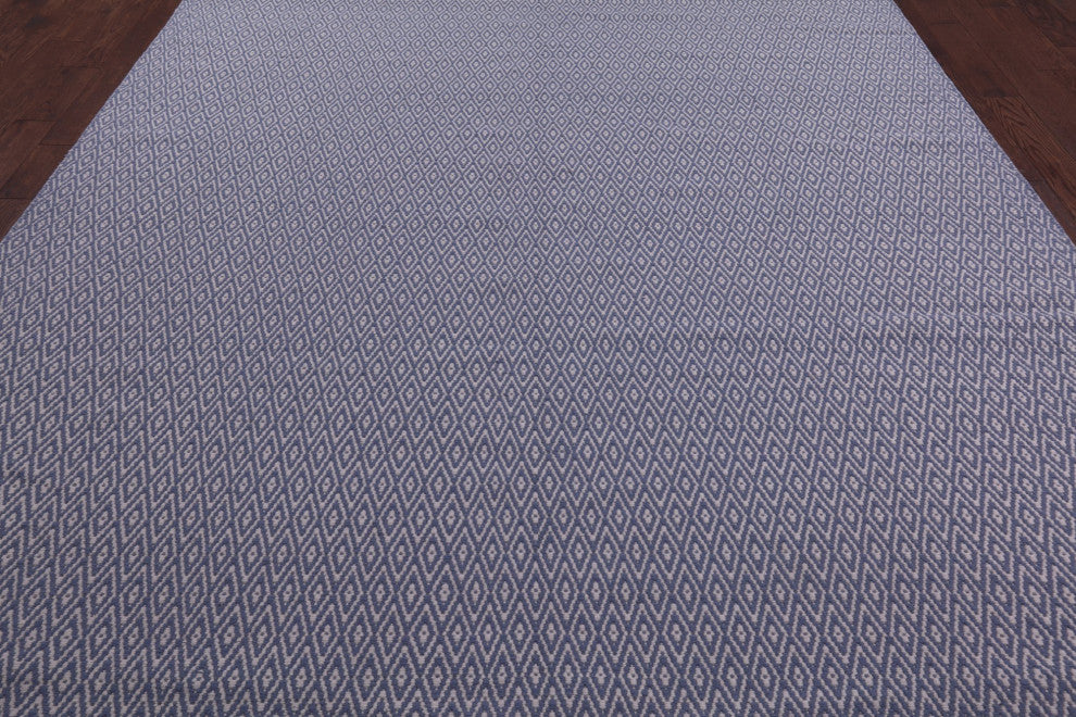 Hand-Knotted Flat Weave Wool Rug 9' 1" X 12' 1" Q8449