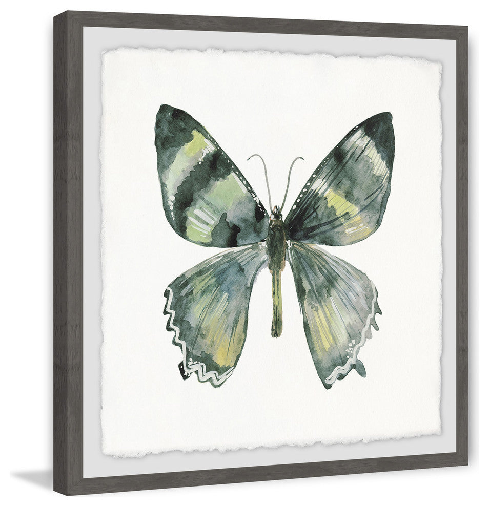 "Green Wings" Framed Painting Print, 18"x18"