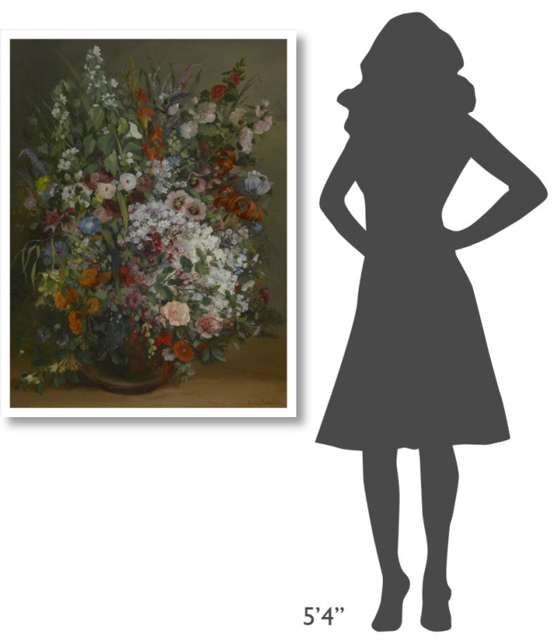 "Bouquet of Flowers in a Vase" Digital Paper Print by Gustave Courbet, 32"x42"