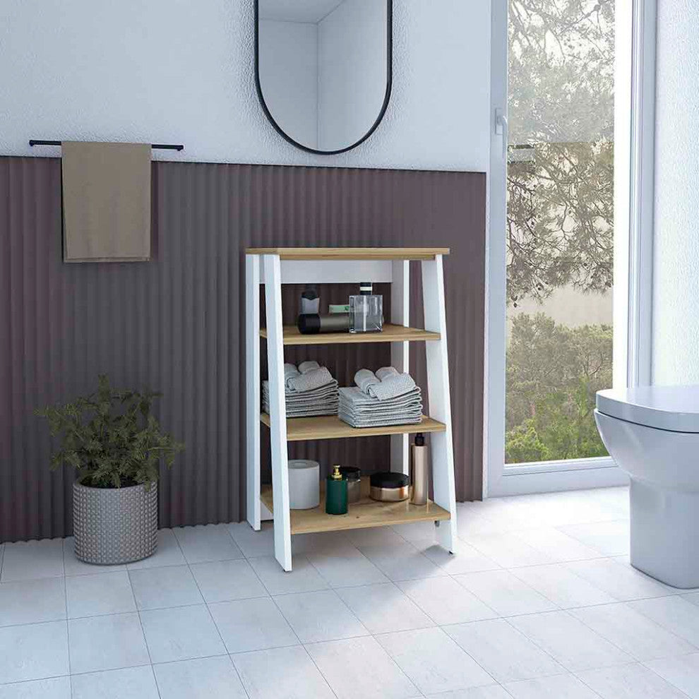Linen Cabinet Jenne, Bathroom, Light Oak / White
