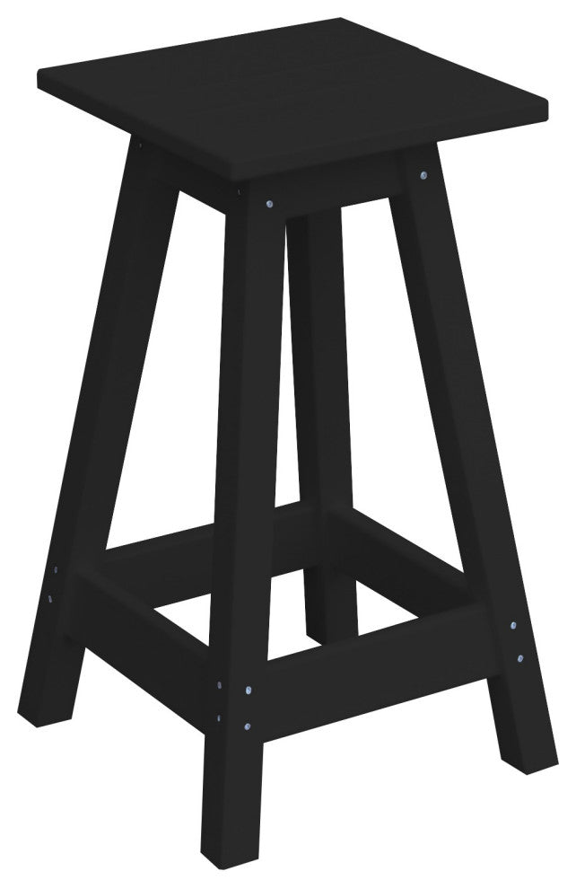 Poly Lumber Bar Stool, Black, Counter Height, Square
