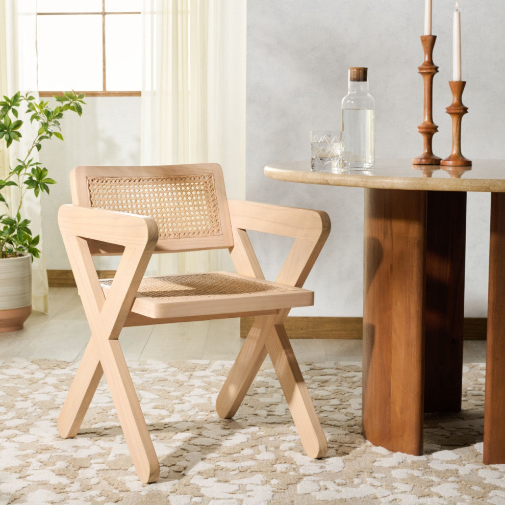 Safavieh Couture Tyrrell Rattan Dining Chair, Natural/Natural