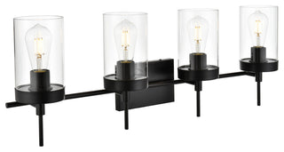 4 Light Black And Clear Bath Sconce