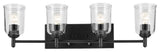 Shailene 29.75" 4-Light Vanity Light With Clear Glass, Black