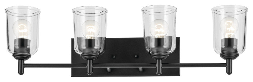 Shailene 29.75" 4-Light Vanity Light With Clear Glass, Black