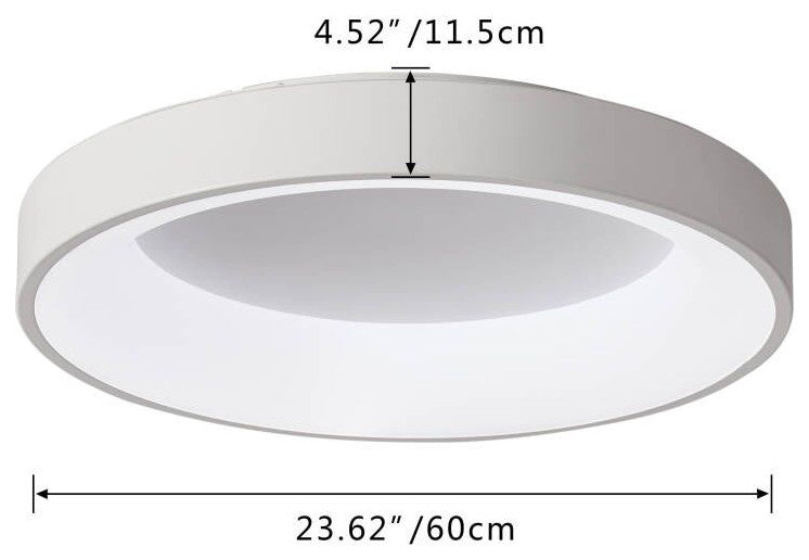 Acrylic LED Round Flush Mount Ceiling Light, 23.62 in