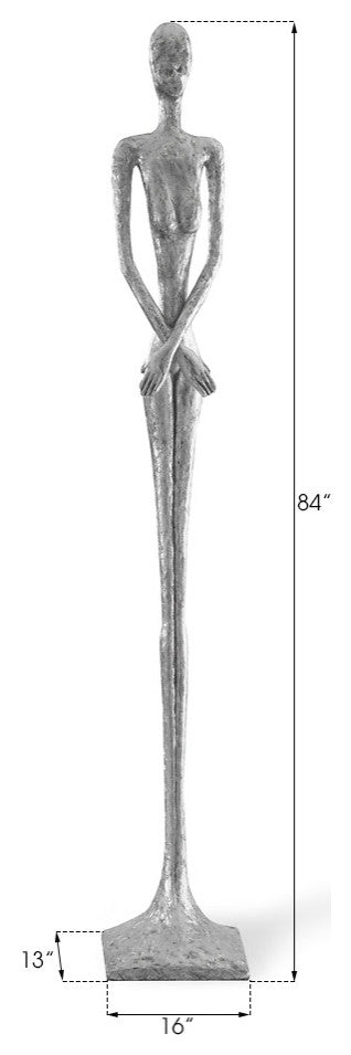 Skinny Female Sculpture, Silver Leaf