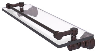 Allied Brass Carolina 16" Glass Shelf With Gallery Rail, Antique Bronze