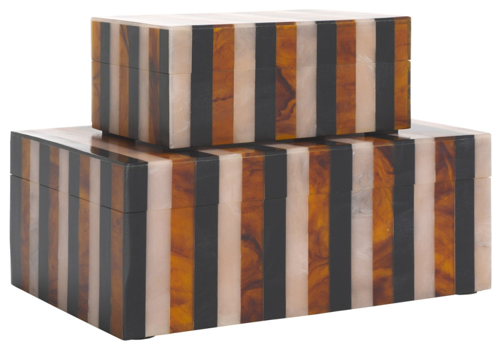 Safavieh Ina Decor Box, Set of 2, Black/Brown