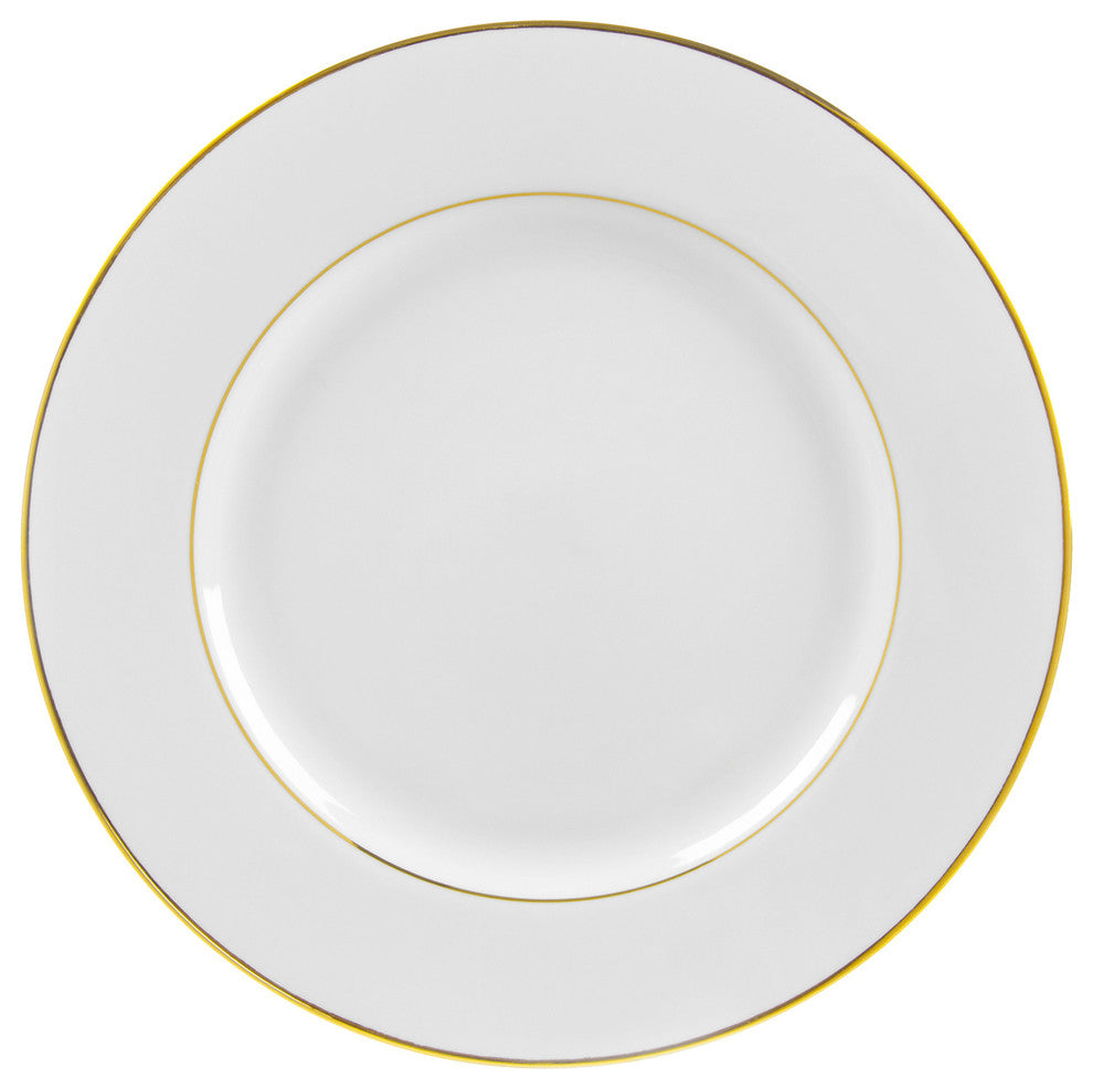 Double Line Luncheon Plates, Set of 6, Gold