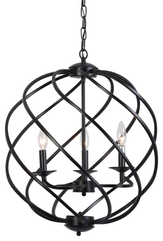 CHLOE Lighting CH6H807BK19-UP3 JERICHO Farmhouse 3 Light Black Ceiling Pendant