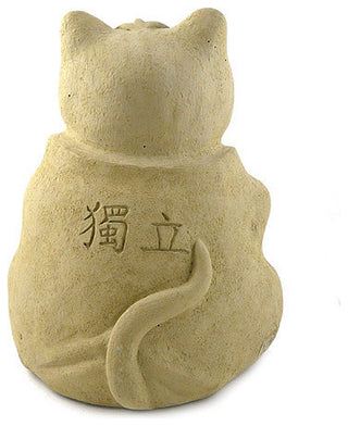 Meditating Buddha Cat Cast Stone Garden Statue