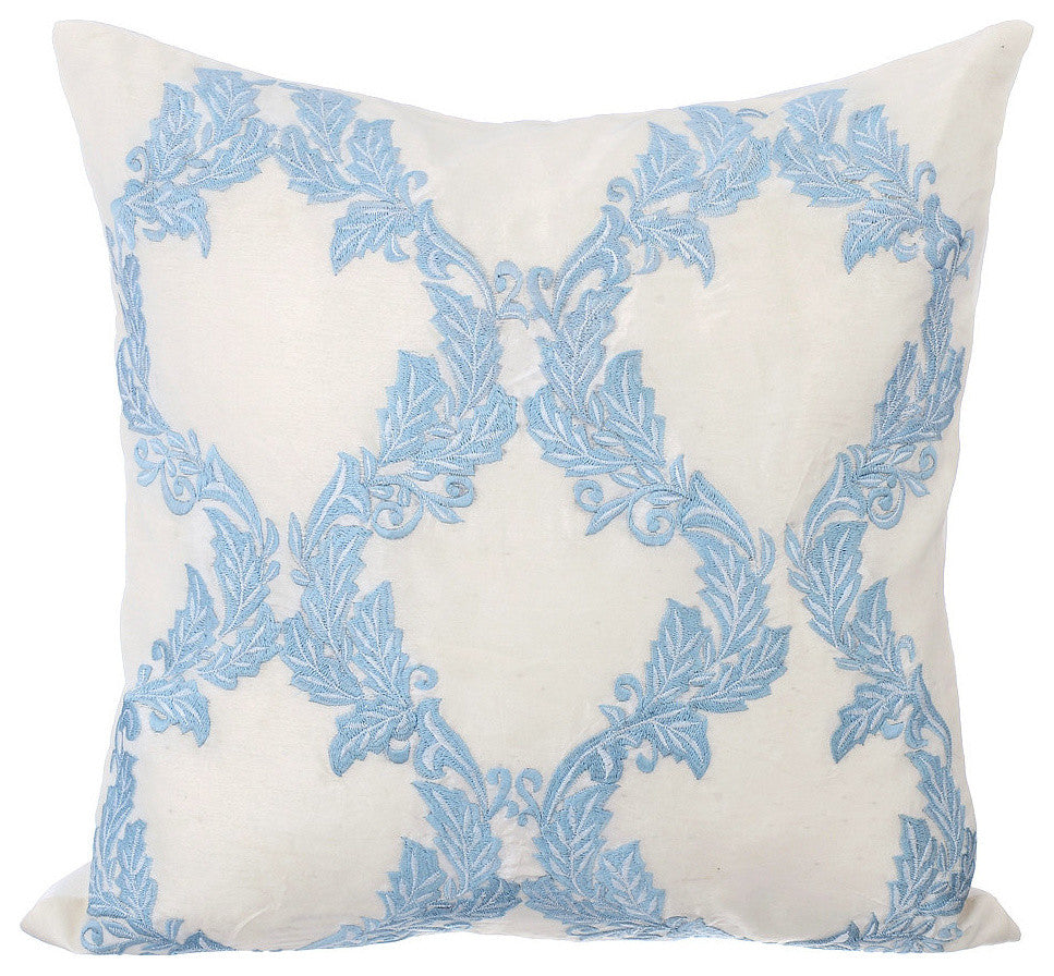 Blue Decorative Pillow Covers 14"x14" Silk, French Riviera