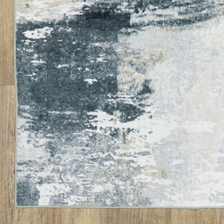 Sasha Abstract Shadows Machine Washable Grey/Ivory Area Rug Mat 5' x 7'