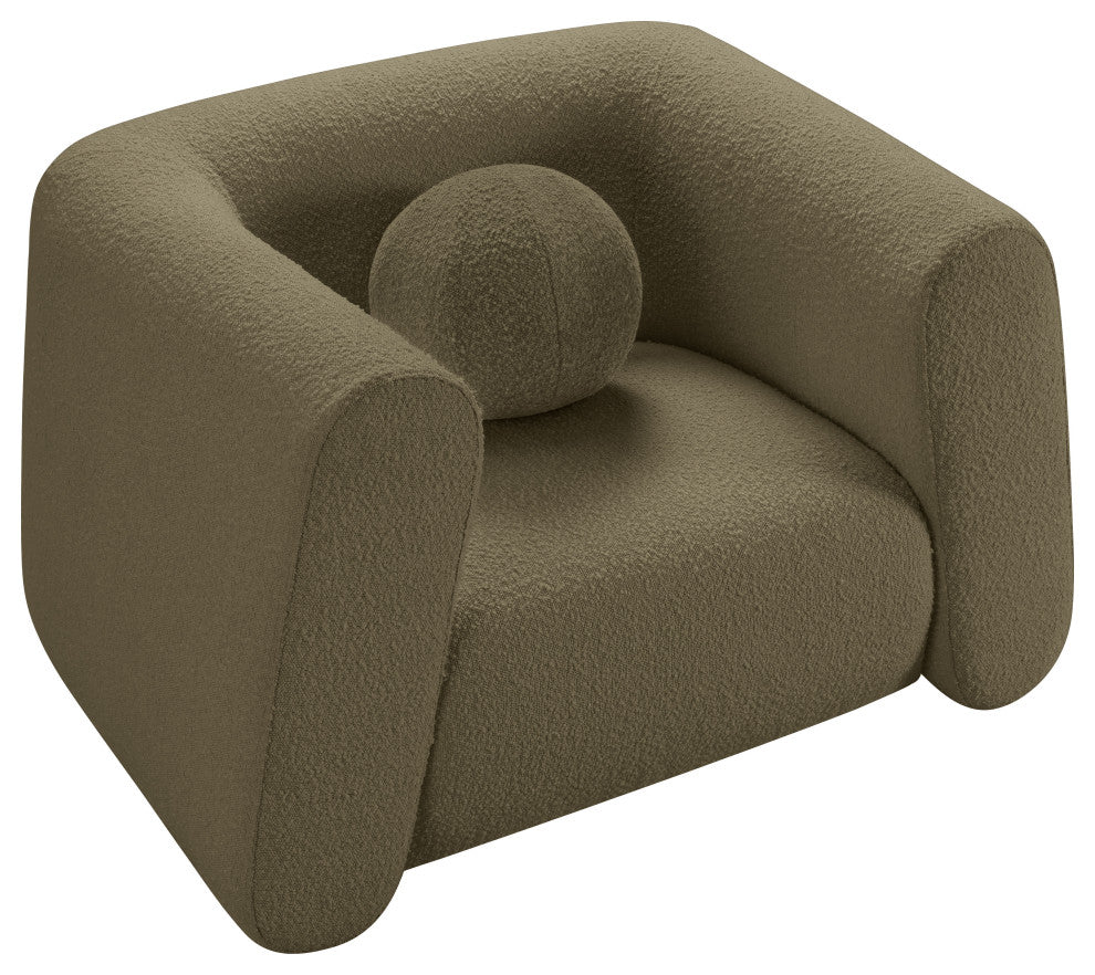 Abbington Boucle Fabric Upholstered Chair, Olive