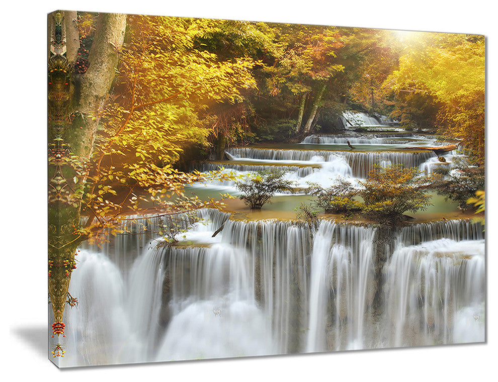 "Autumn Huai Mae Kamin Waterfall" Canvas Print, 20"x12"