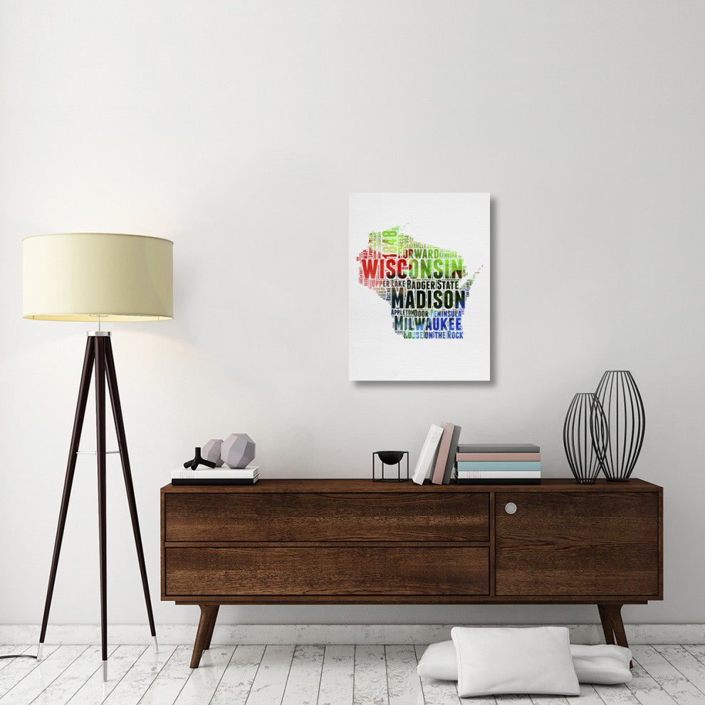"Wisconsin Watercolor Word Cloud" Fine Art Print