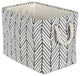 Polyester Bin Herringbone Off White Rectangle Medium 16"x10"x12"