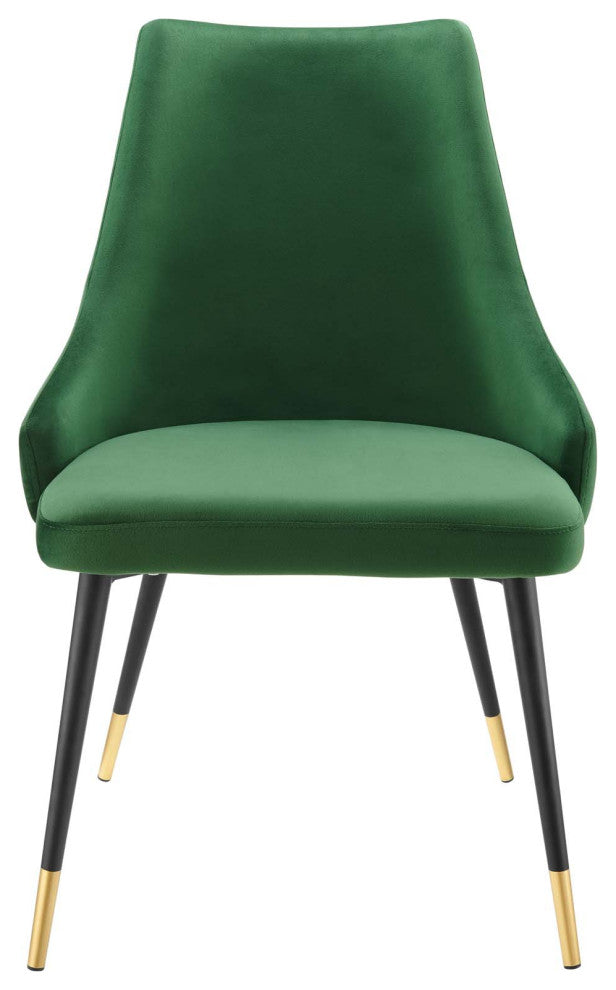 Side Dining Chair, Set of 2, Velvet, Green, Cafe Bistro Restaurant Hospitality