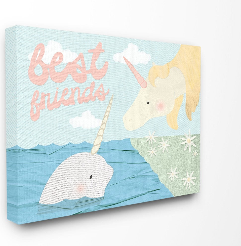 The Kids Room Best Friends Narwhal & Unicorn Collage Canvas Wall Art, 24"x30"