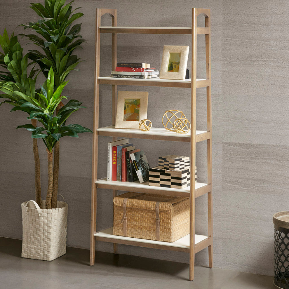 Madison Park Parker Mid-Century Modern Natural Wood Bookshelf, Natural