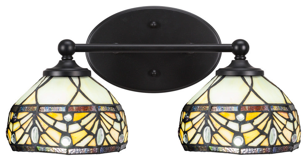 Capri 2-Light Bath Bar, Matte Black/Royal Merlot Art