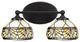 Capri 2-Light Bath Bar, Matte Black/Royal Merlot Art