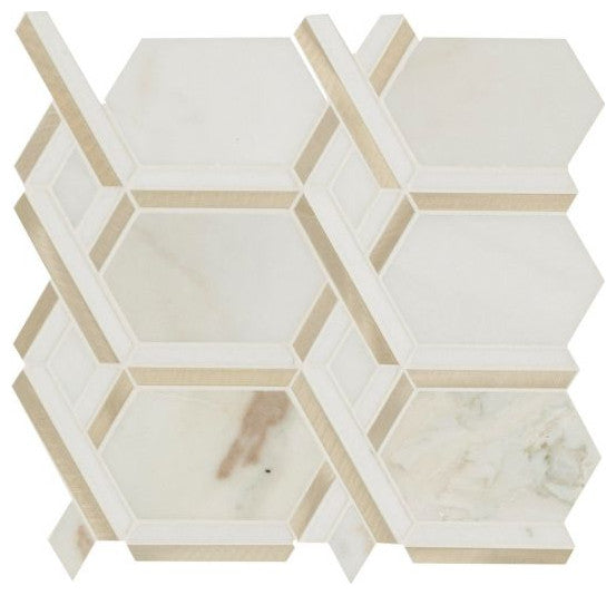 Luxor Royal Link Gold Pattern 12.20X11.61 Multi Finish Stone/Metal Mosaic, 10 Sheets