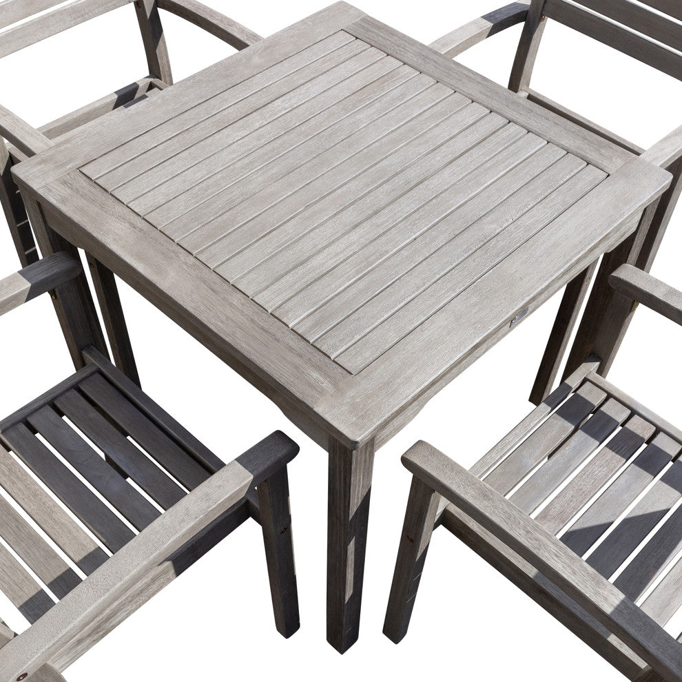 DTY Outdoor Living Leadville 5-Piece Eucalyptus Dining Set, Driftwood Gray