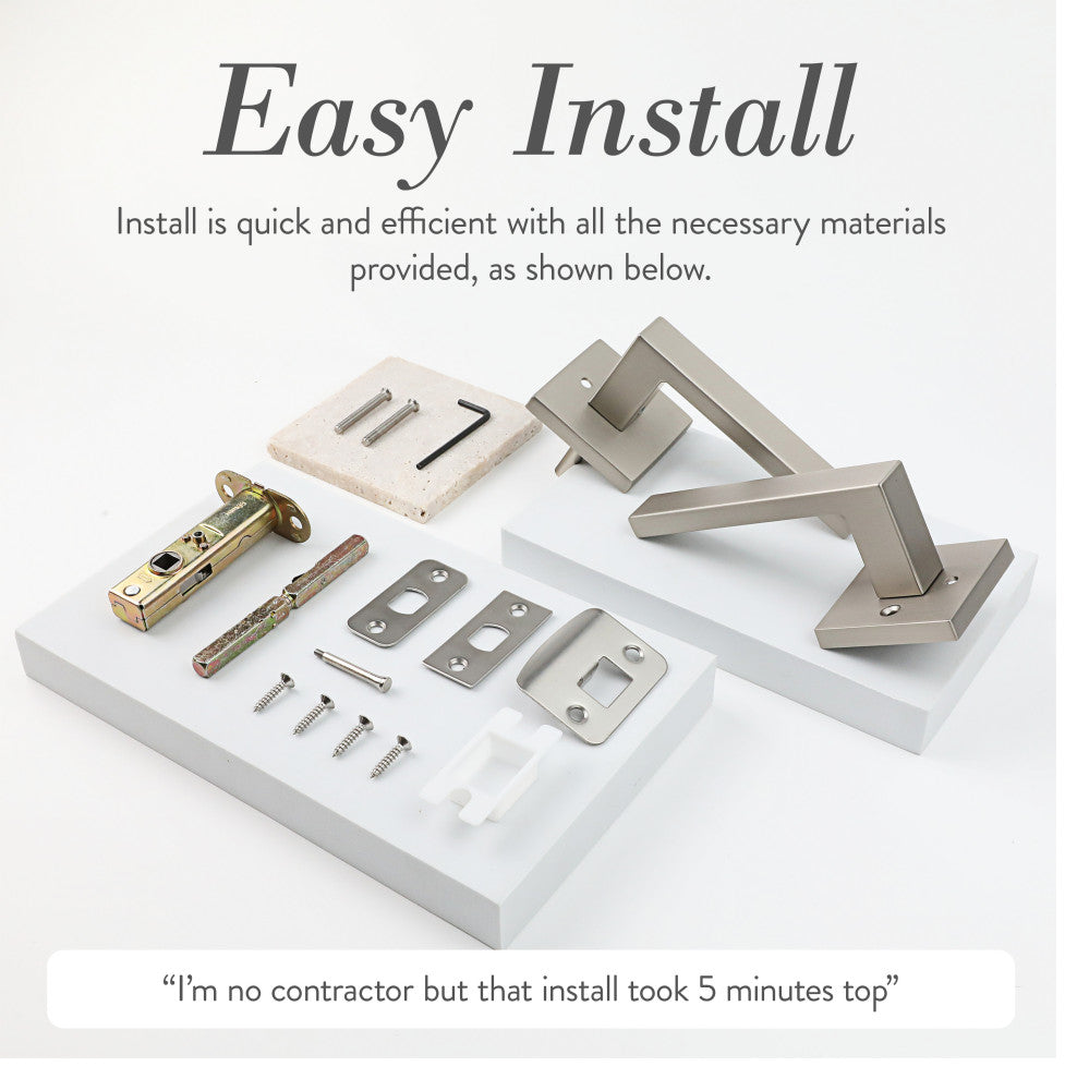 Modern Heavy Duty Designer Interior Door Lever - Allen Collection, Satin Nickel, Privacy Right Hand