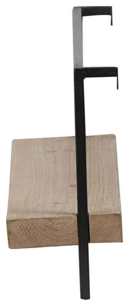 Minimal Rectangular Iron and Wood Wall Shelf