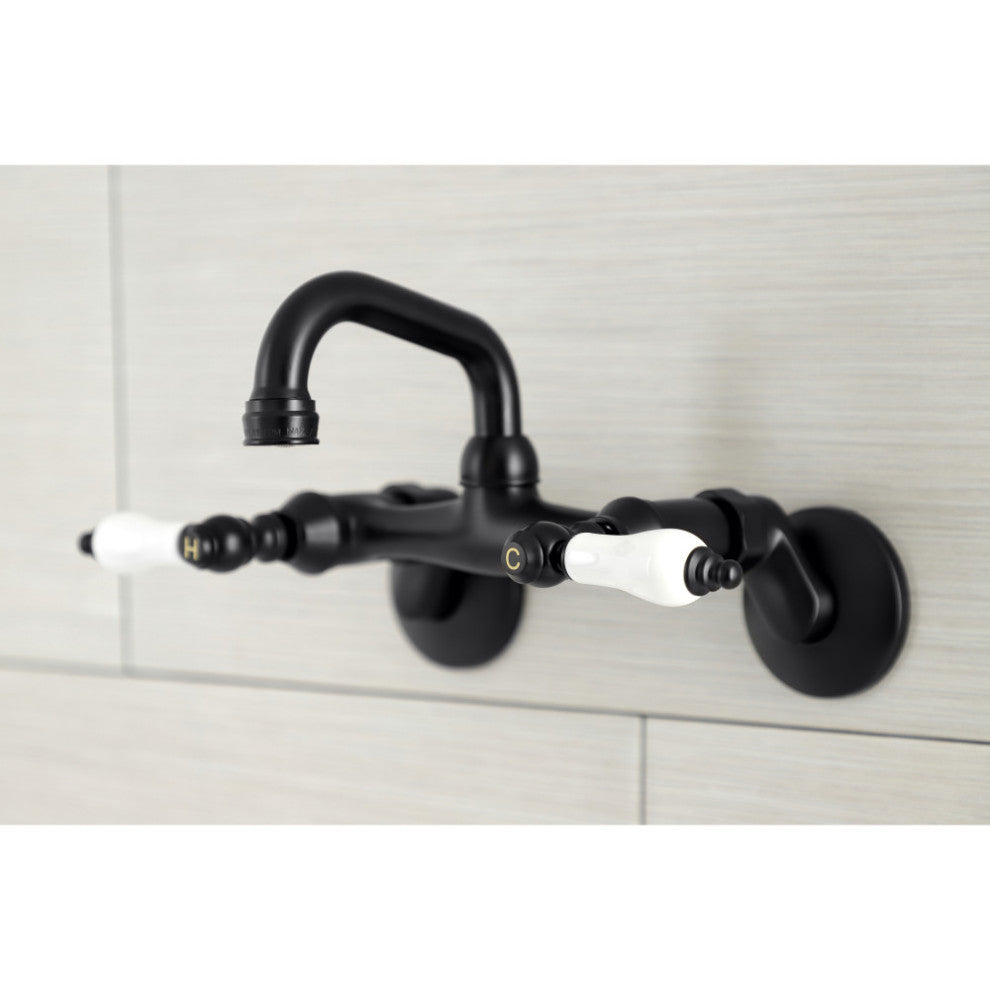 Kingston Brass KS512MB Two-Handle Wall Mount Bar Faucet, Matte Black