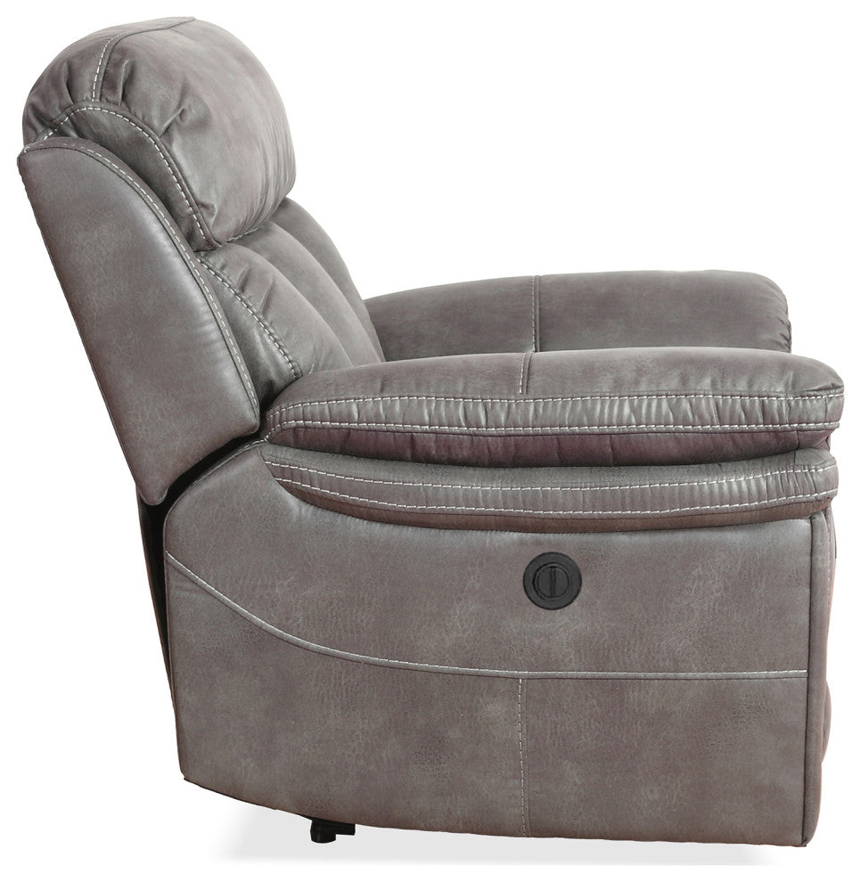 Estelle Power Recliner Chair, Gunmetal Fabric