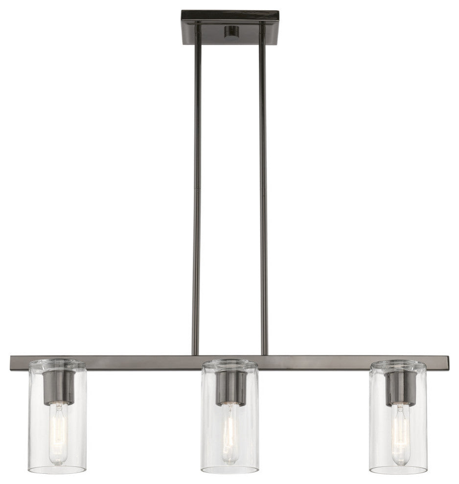Clarion 3 Light Black Chrome Linear Chandelier