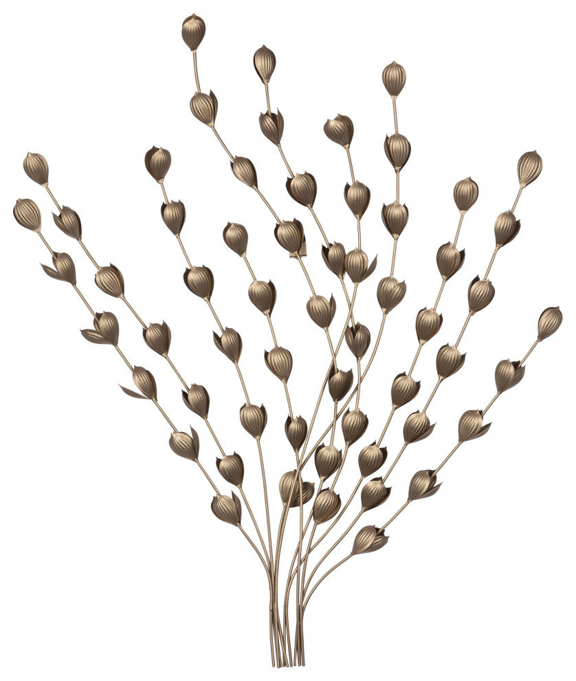 Gold Metal Leaf Bunch Wall D"cor