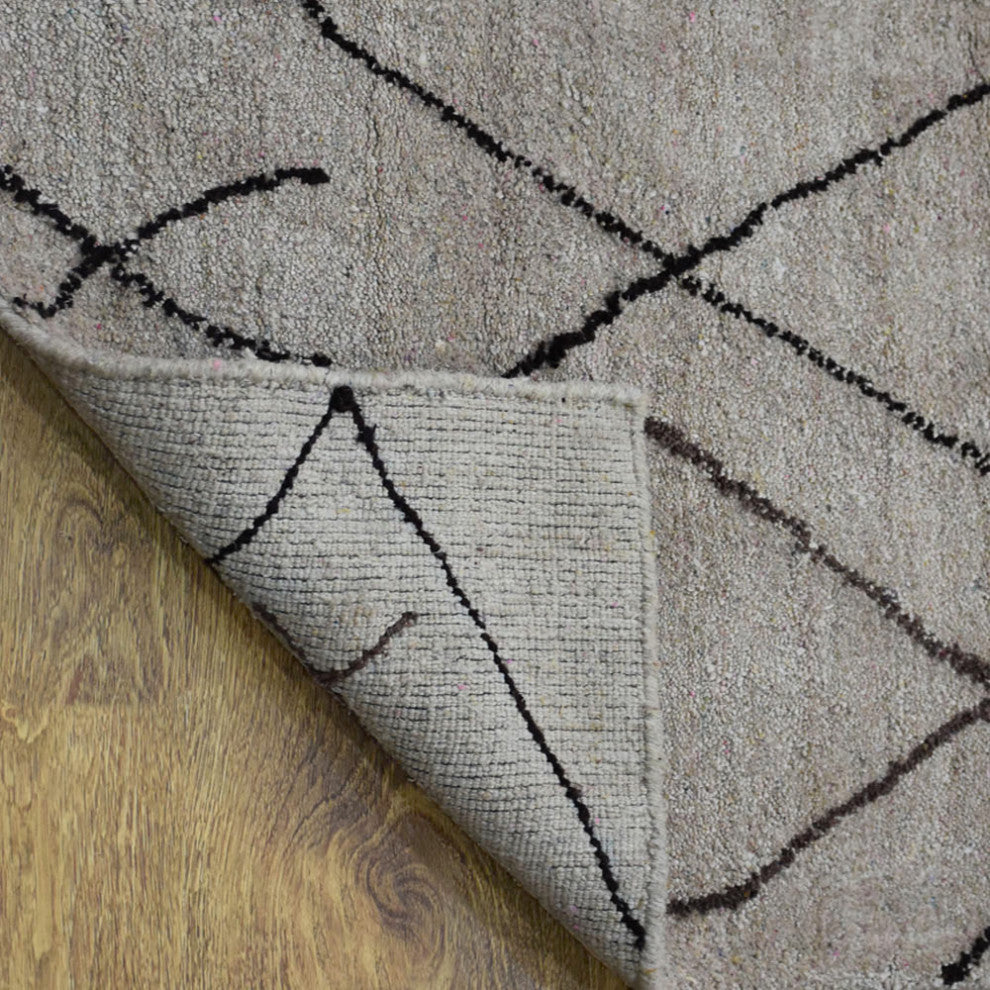 HAND KNOTTED LOOM SILK AREA RUGS-5'x8',Rectangle,Beige Brown,Contemporary