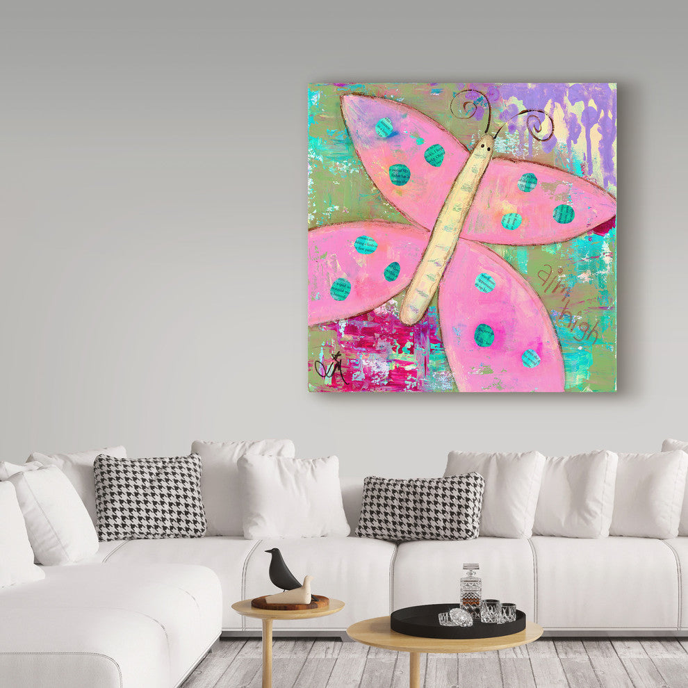 Jennifer Mccully 'Pink Butterfly' Canvas Art, 18"x18"