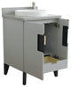 25" Single Sink Vanity, Light Gray Finish With Gray Granite And Round Sink