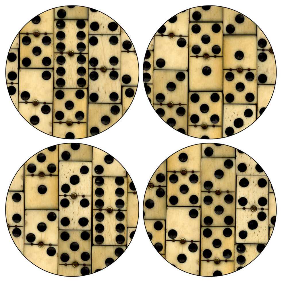 Vintage Dominoes Stone Coasters, Set of 8