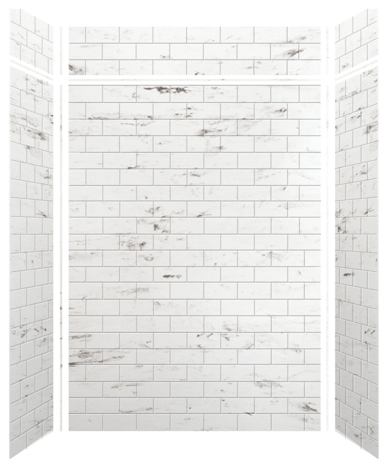 Transolid SaraMar 60"x36"x96" 6-Piece Shower Wall Kit, White Venito